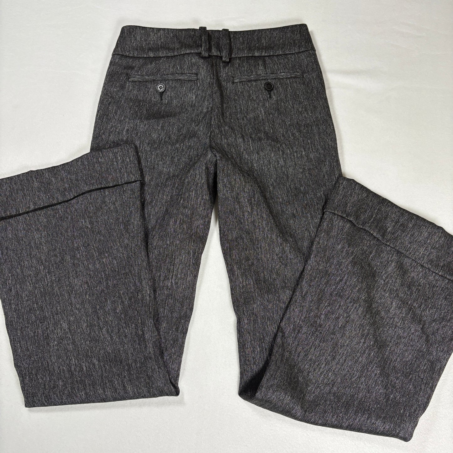 Bebe Womens Pants 0 Gray Herringbone Flare Dress Trousers Y2K Career Workwear