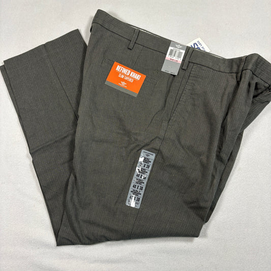 Dockers Mens 40x30 Gray Pinstripe Slim Tapered Fit Dress Pants Stretch NWT