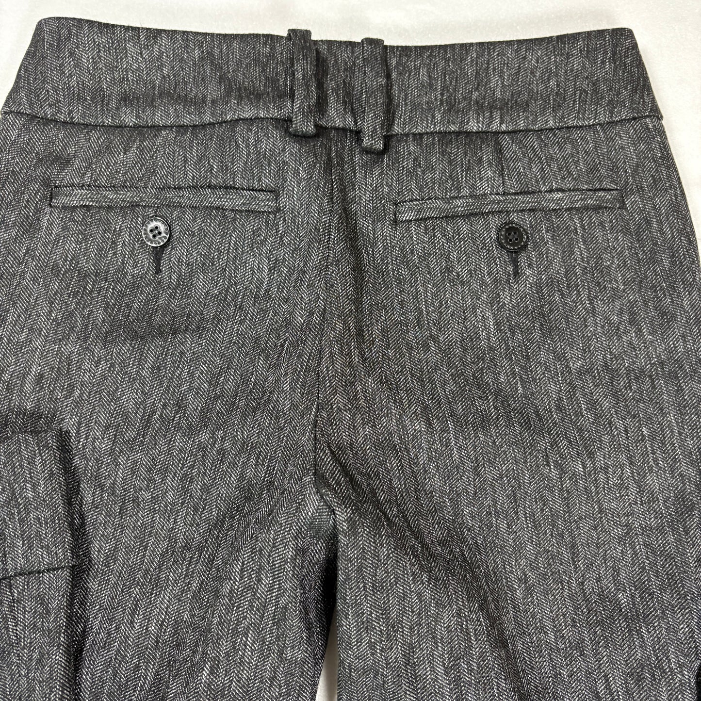 Bebe Womens Pants 0 Gray Herringbone Flare Dress Trousers Y2K Career Workwear