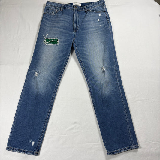 Tricot Cest Toi Womens Jeans 9 28 Distressed Patchwork Blue Vintage Grunge Denim