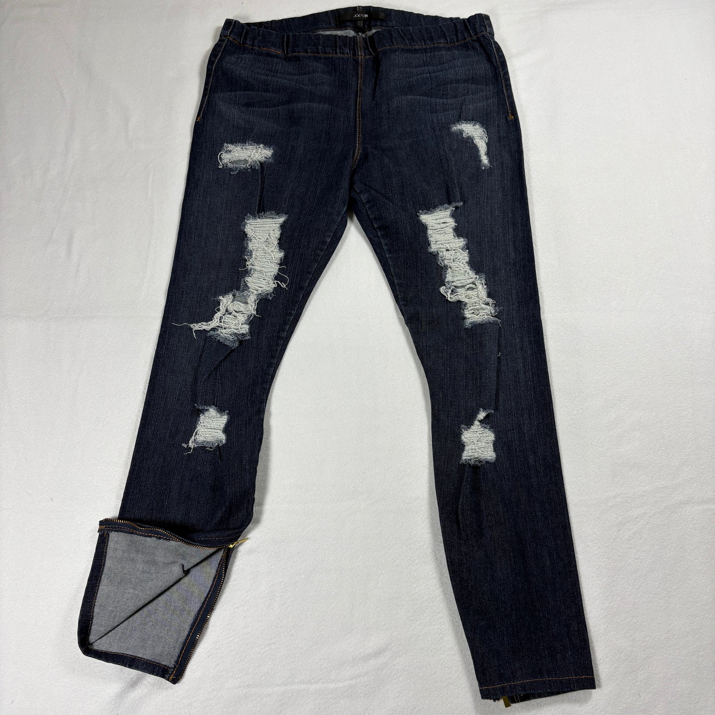 Joes Jeans Womens Distressed Skinny M Dark Wash Jegging Zip Hem Vintage Grunge