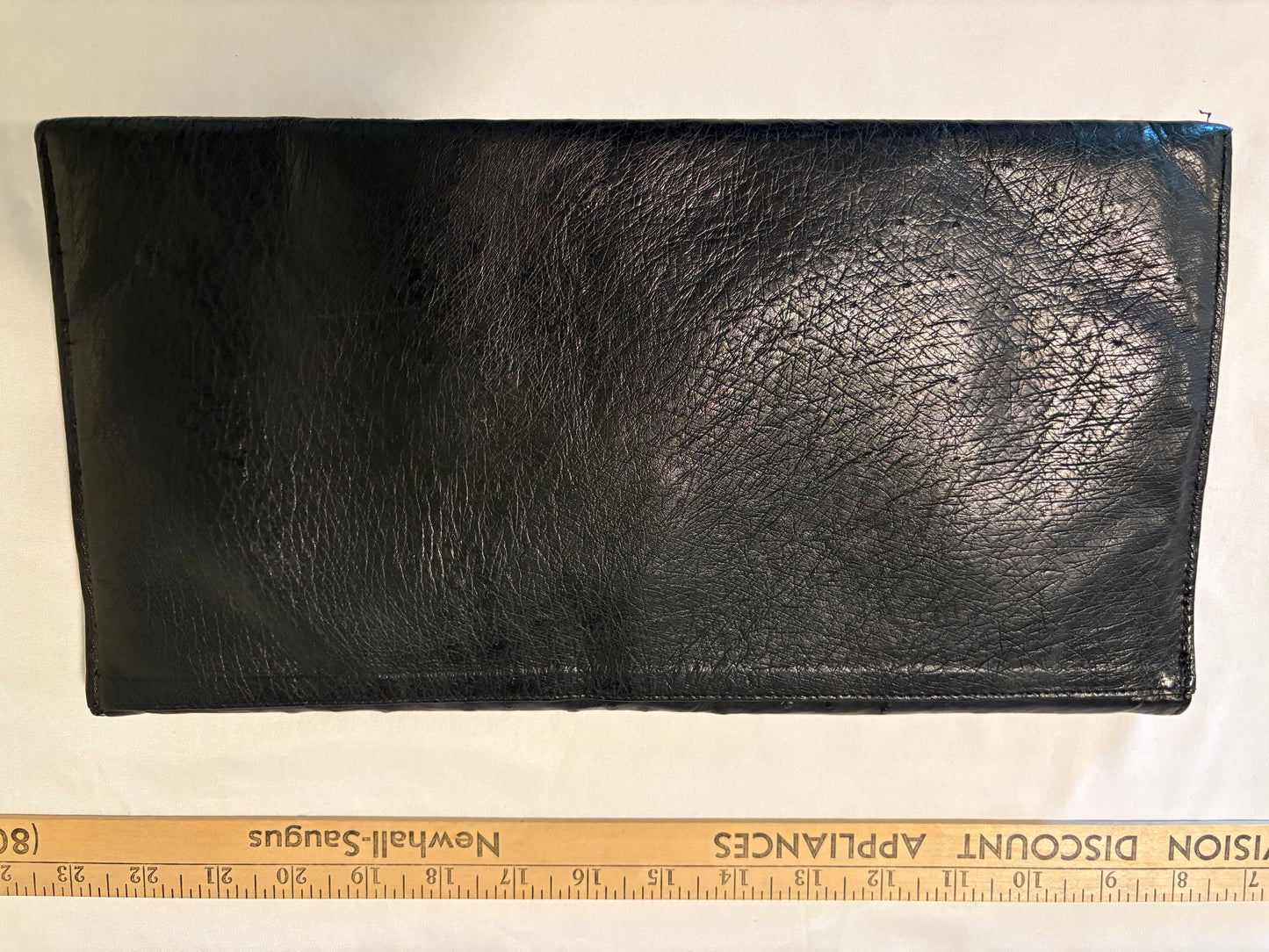 Fiorenza Genuine Ostrich Leather Clutch Purse Black Italy Vintage New