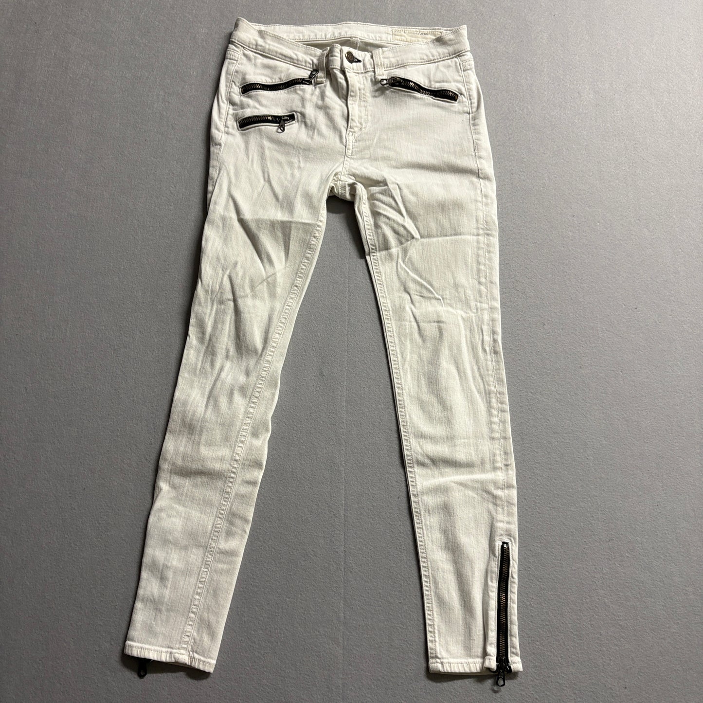 Rag & Bone Zipper Skinny Jeans Womens 28 Fits Like 28x26 White Stretch