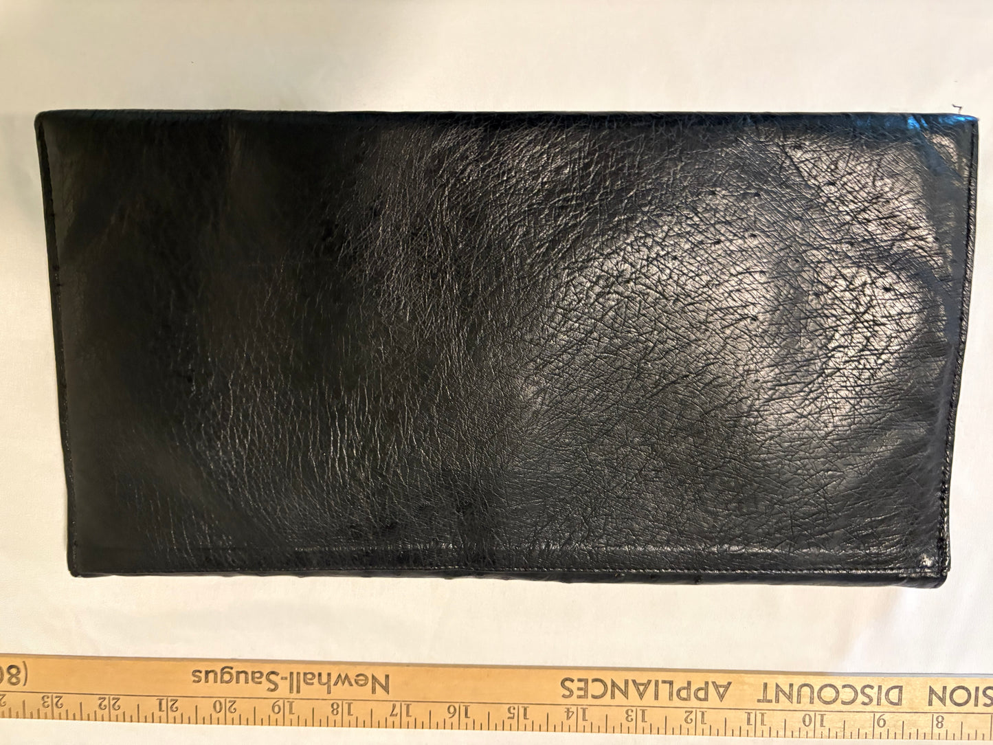 Fiorenza Genuine Ostrich Leather Clutch Purse Black Italy Vintage New