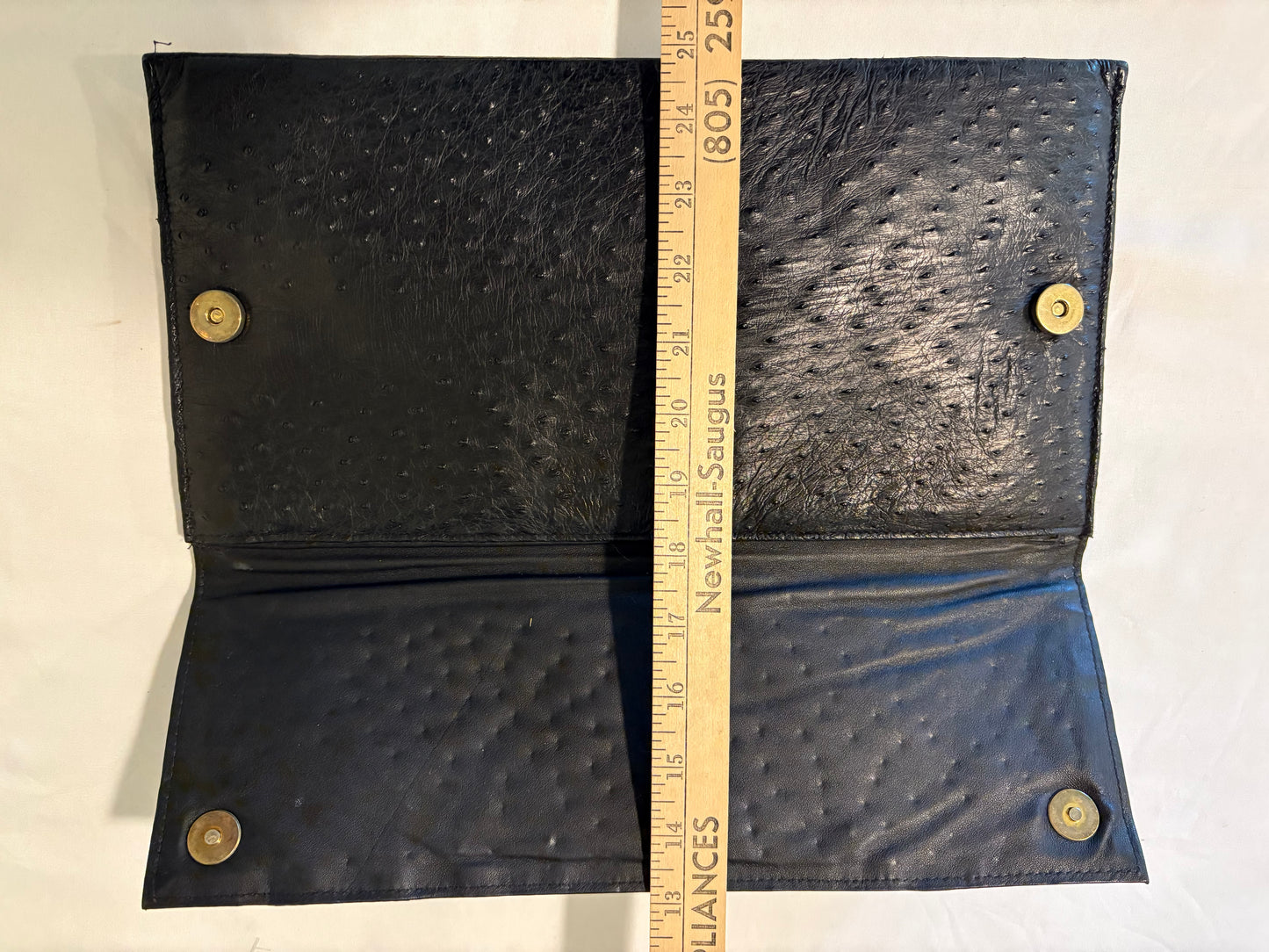 Fiorenza Genuine Ostrich Leather Clutch Purse Black Italy Vintage New