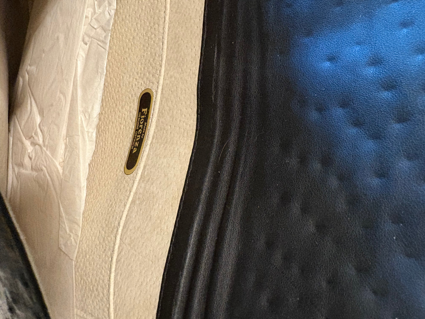 Fiorenza Genuine Ostrich Leather Clutch Purse Black Italy Vintage New