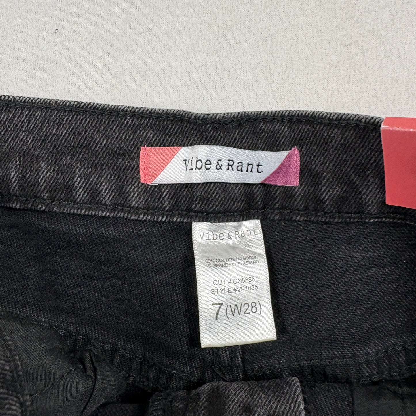 Vibe & Rant Womens Size 7 Black Distressed High Rise Mom Jeans Y2K Grunge NWT