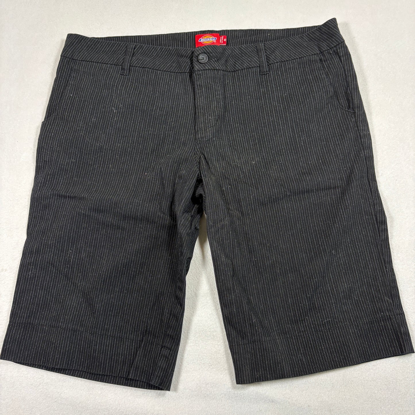 Dickies Womens Black Pinstripe Bermuda Shorts Size 15 Y2K Grunge Workwear