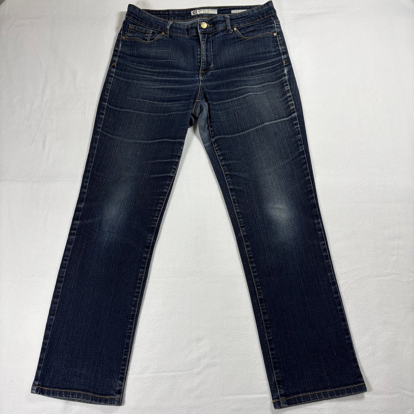Anne Klein Womens Jeans 10 Straight Dark Wash Classic Denim Mid Rise Vintage