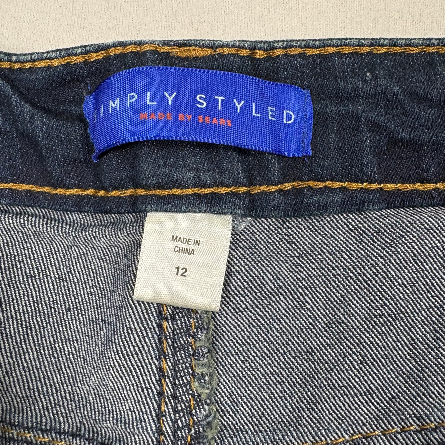 Simply Styled Womens Denim Bermuda Shorts Size 12 Dark Wash Frayed Hem Y2K