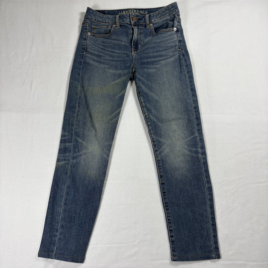 American Eagle Jeans Womens 2 Hi Rise Skinny Blue Denim Stretch Retro Streetwear