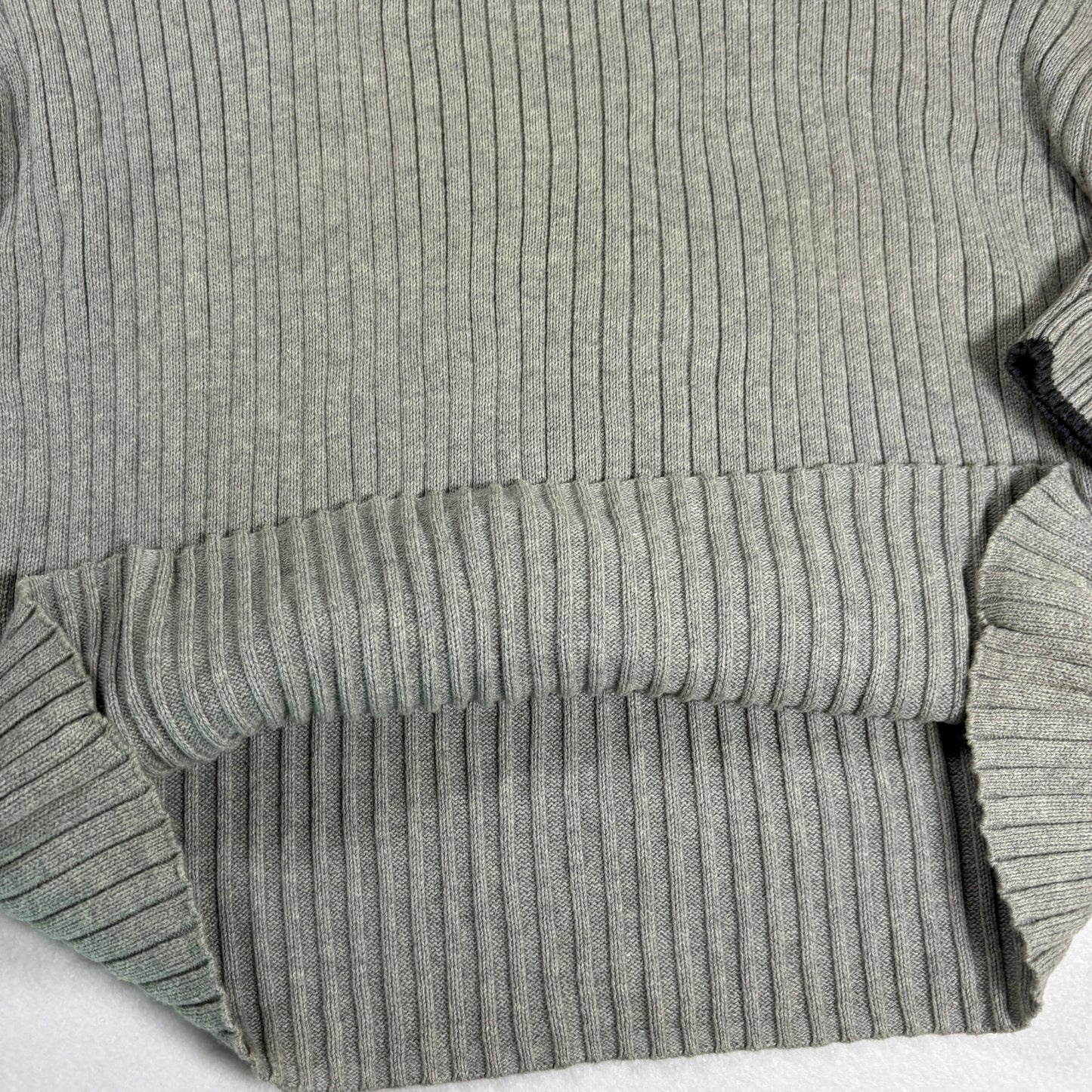 DKNY Active Womens Gray Ribbed Sweater XL Half Zip Y2K 90s Minimalist Cotton