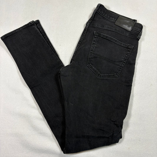 Hollister Mens Black Distressed Stacked Skinny Jeans 33x32 Grunge Y2K Stretch