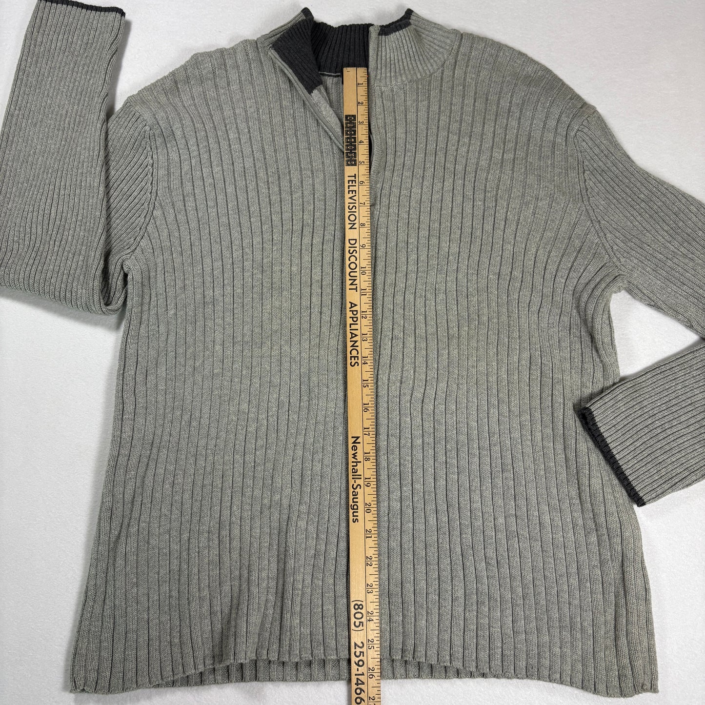 DKNY Active Womens Gray Ribbed Sweater XL Half Zip Y2K 90s Minimalist Cotton