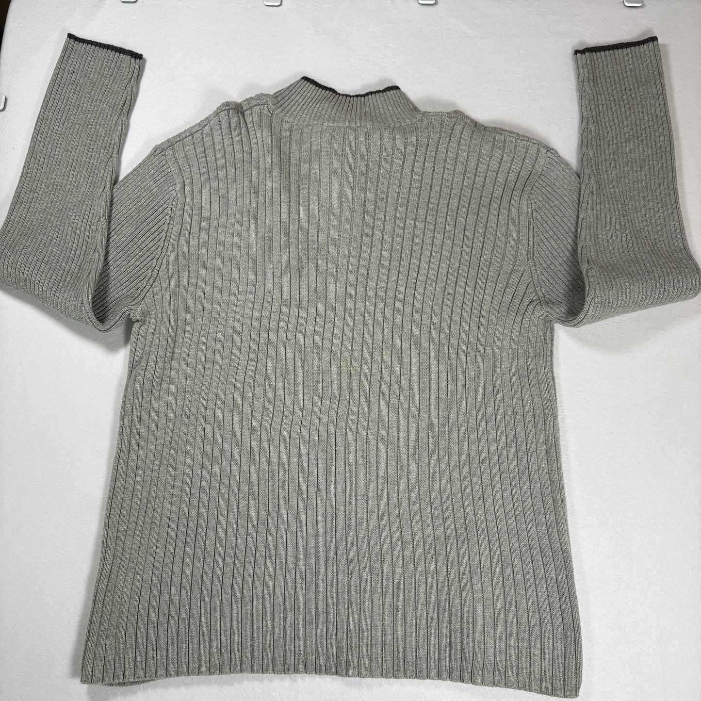 DKNY Active Womens Gray Ribbed Sweater XL Half Zip Y2K 90s Minimalist Cotton