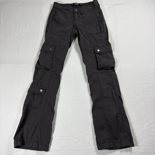 Hollister Cargo Pants Womens 23R Mid Rise Relaxed Boot Black Y2K Grunge Street