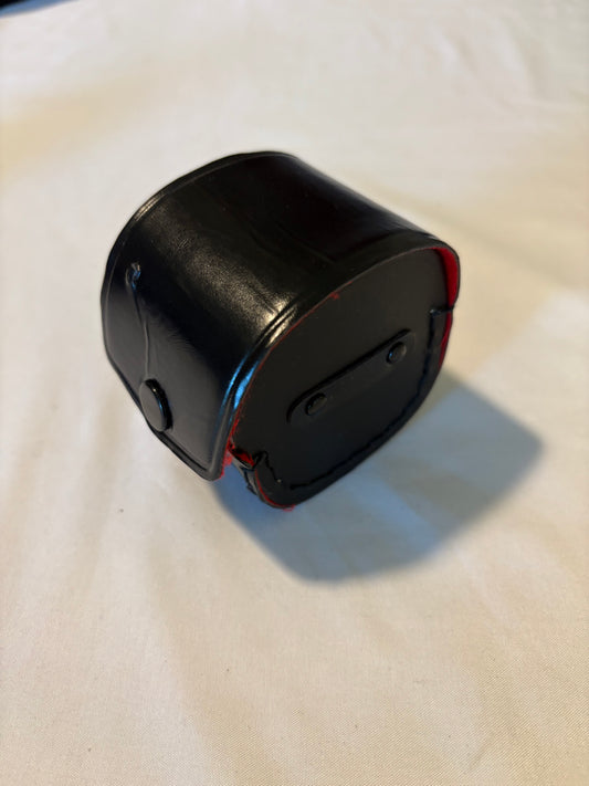 Vintage Camera Lens Cap Case w/ Red Lining + 2 Black Caps – 35mm Film Era