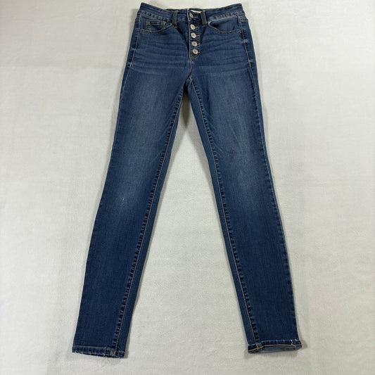 High Rise Skinny Button Fly Jeans Stretch Womens 5/27 Fits Like 25X29 Dark Wash
