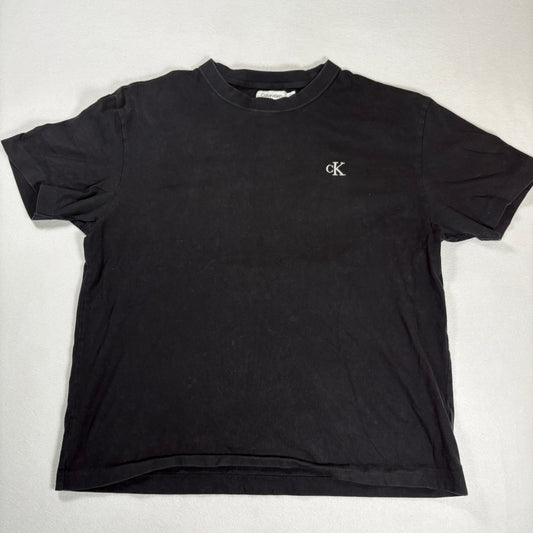 Calvin Klein Mens Black T Shirt Medium Relaxed Fit cK Logo Minimalist Vintage