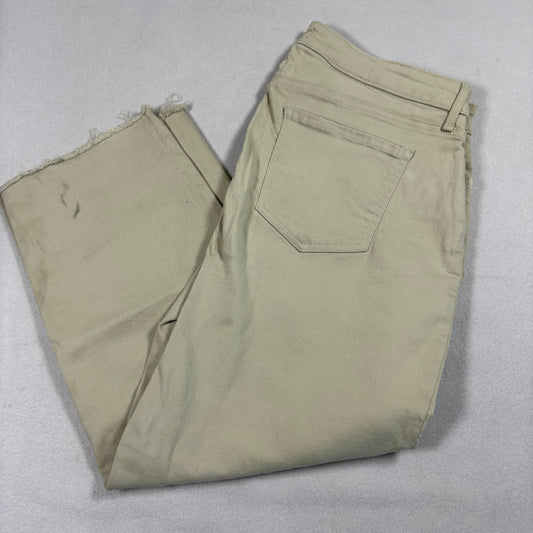 NYDJ Womens 10 Beige Wide Leg Jeans High Rise Raw Hem Stretch Denim Y2K Chic