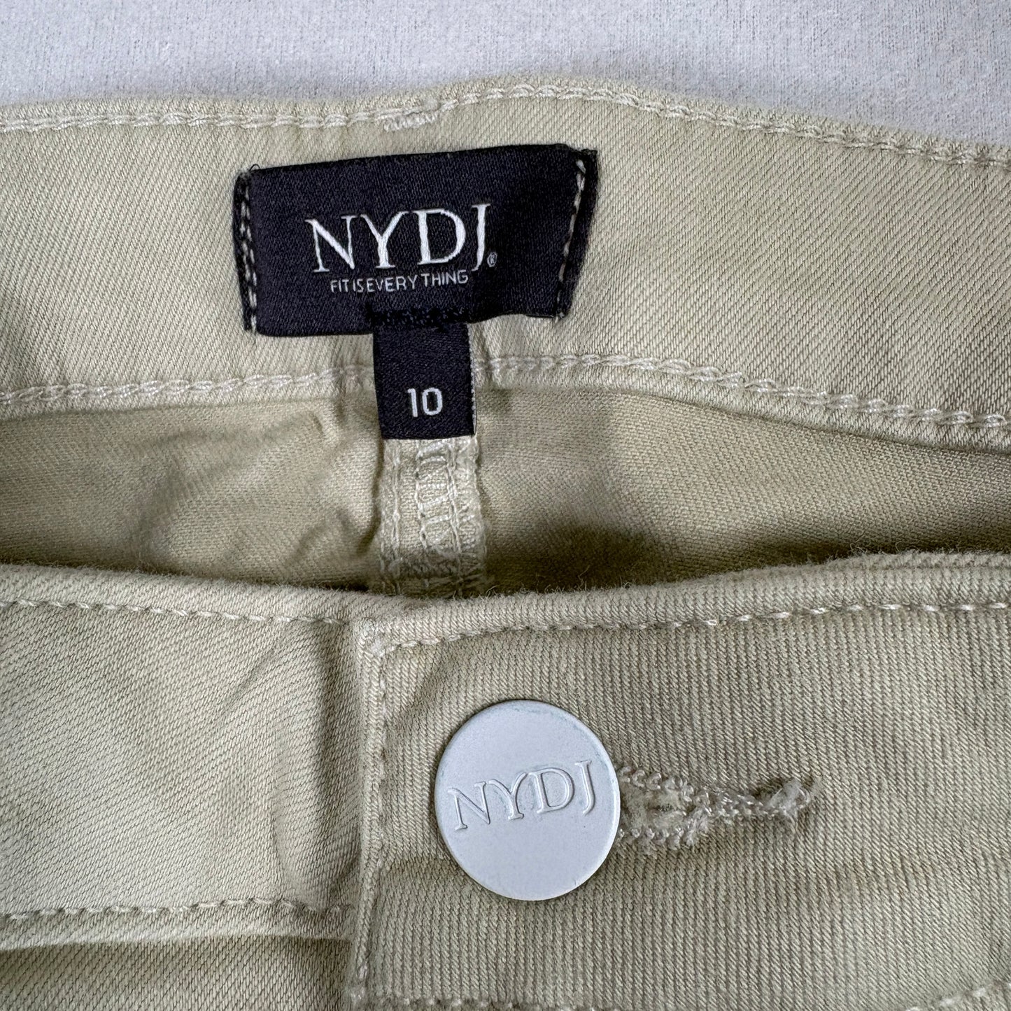 NYDJ Womens 10 Beige Wide Leg Jeans High Rise Raw Hem Stretch Denim Y2K Chic