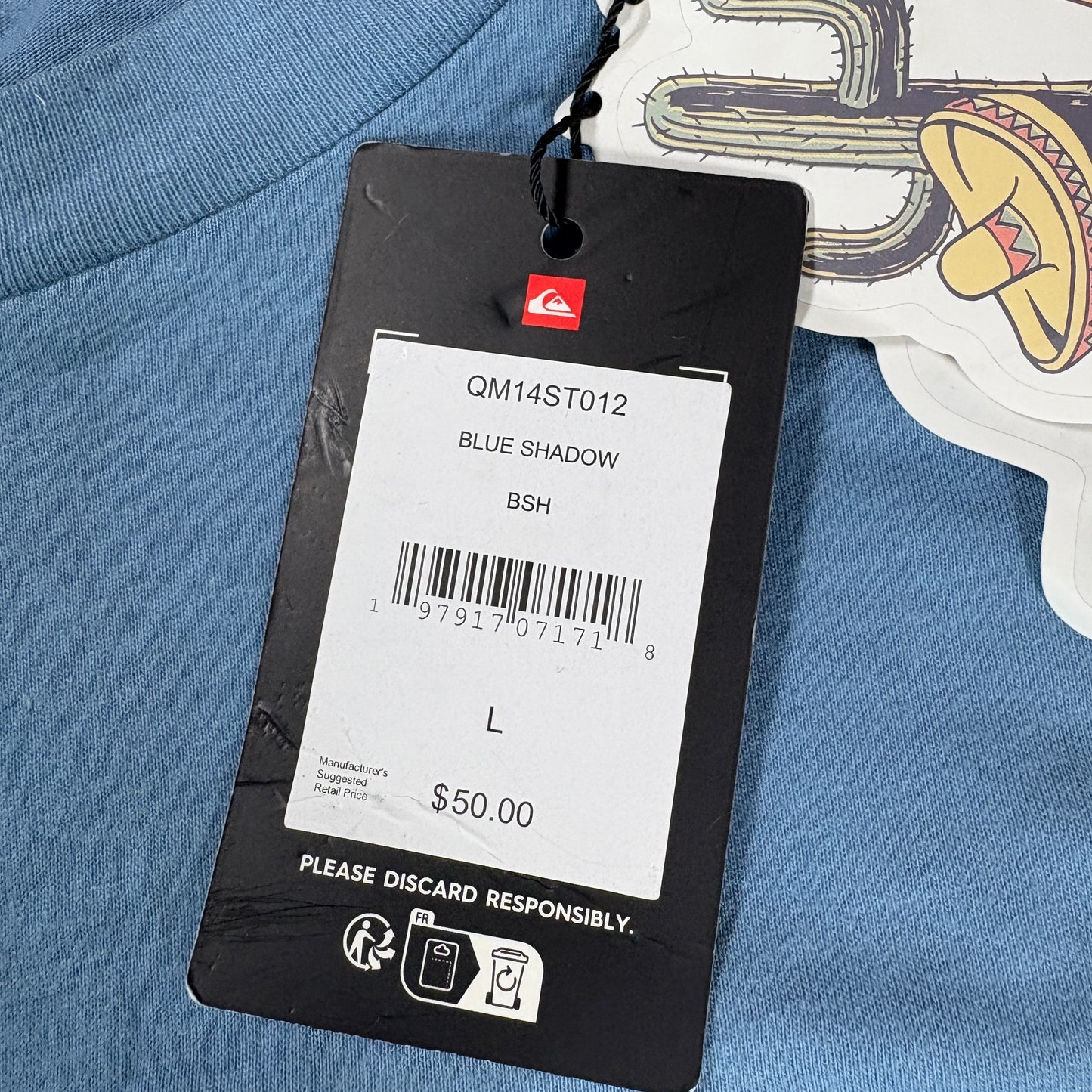 Quiksilver Mens Blue Shadow T Shirt Large Surf Graphic Tee New With Tags NWT