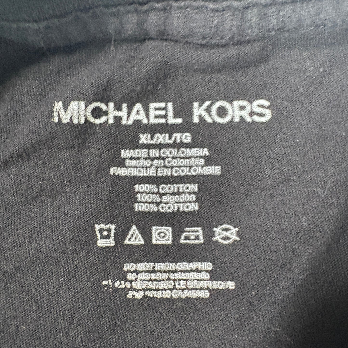 Michael Kors Mens Black Long Sleeve T Shirt XL Logo Graphic Tee Cotton Casual