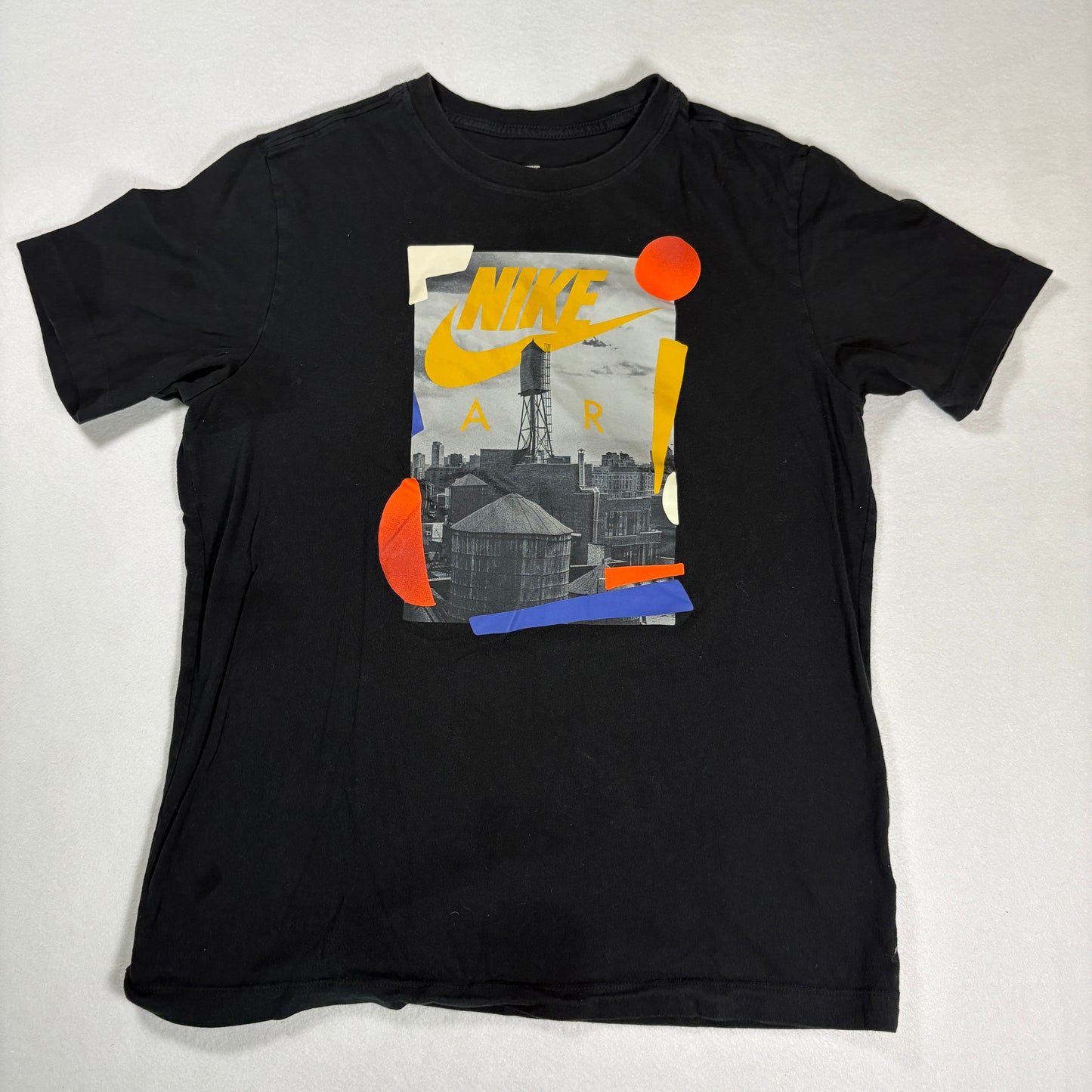 Nike Mens Black Graphic T Shirt Medium Air Logo Tee Streetwear Vintage Y2K