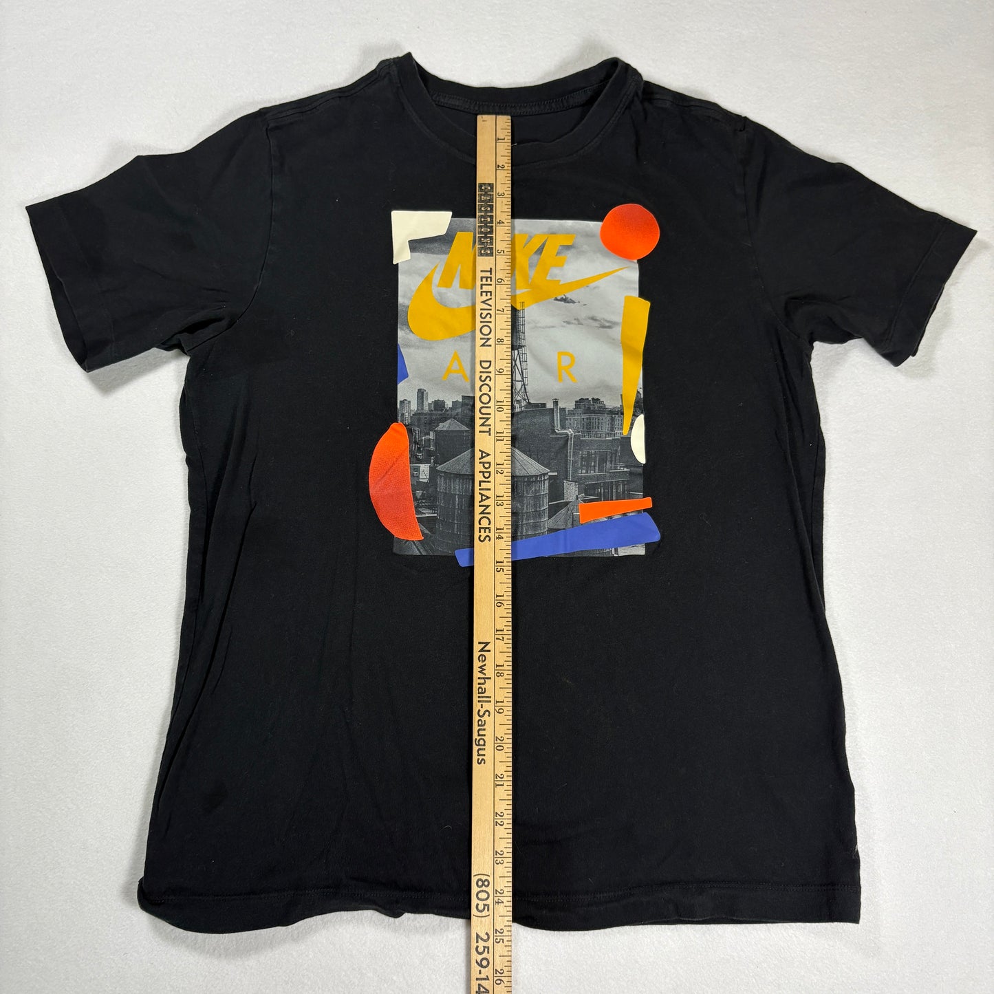 Nike Mens Black Graphic T Shirt Medium Air Logo Tee Streetwear Vintage Y2K