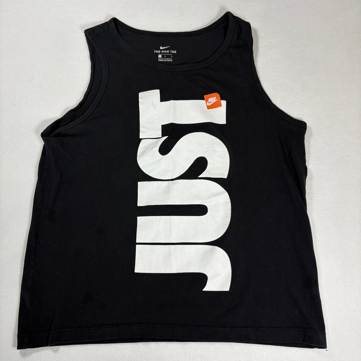 Nike Mens Black Tank Top Large Just Do It Sleeveless Shirt Graphic Gym Tee