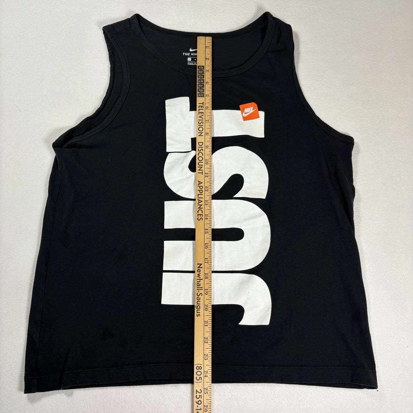 Nike Mens Black Tank Top Large Just Do It Sleeveless Shirt Graphic Gym Tee