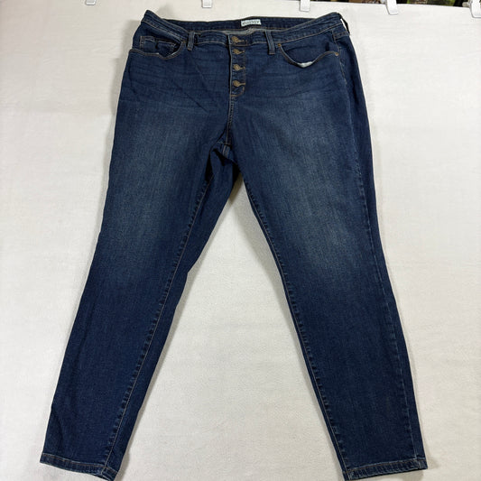 Skinny Button Fly Jeans Womens Fits Like 39X29 Dark Wash Stretch Denim Slim
