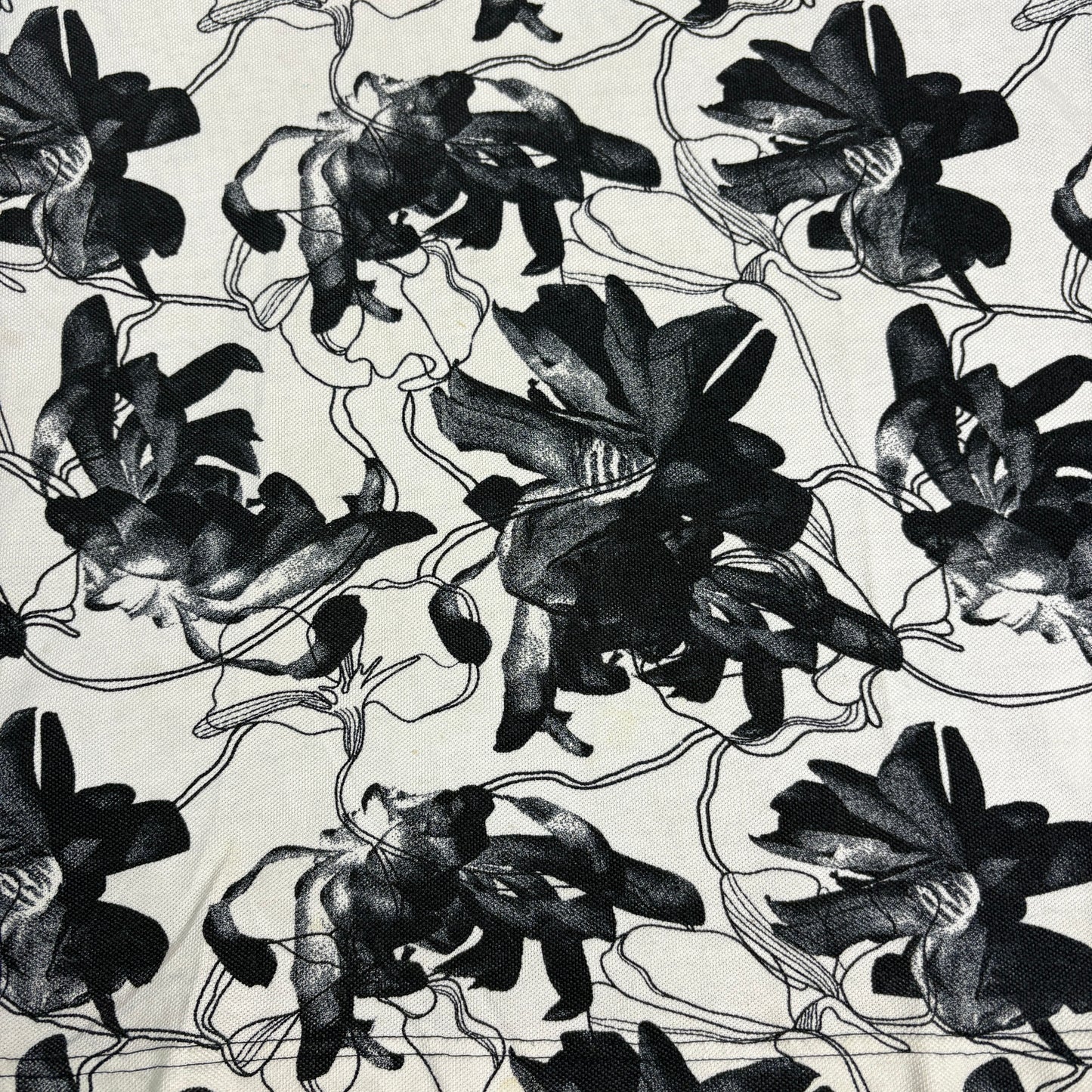 Armani Exchange Mens Polo Shirt Large Black White Floral Print Short Sleeve A|X