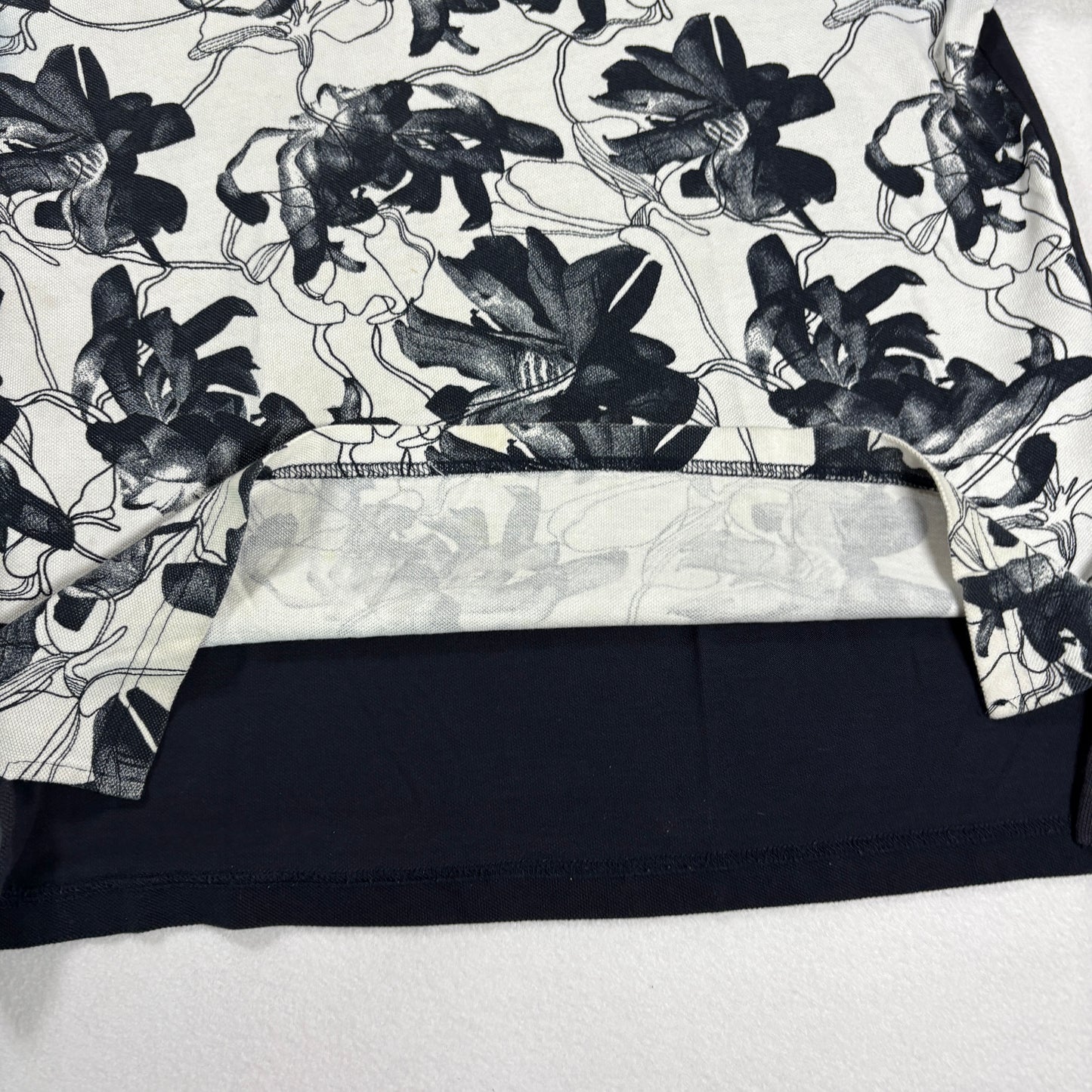 Armani Exchange Mens Polo Shirt Large Black White Floral Print Short Sleeve A|X