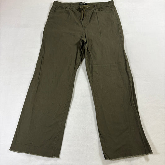 Wide Leg Drawstring Pants Olive Green XL Fits Like 35X29 Casual Lounge Relaxed