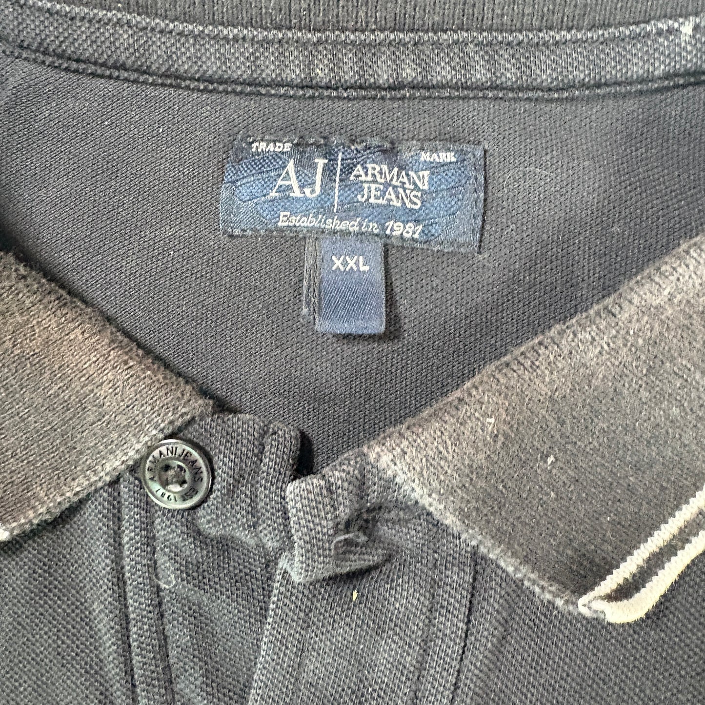 Armani Jeans Mens Polo Shirt XXL Black Short Sleeve Classic Designer Casual AJ