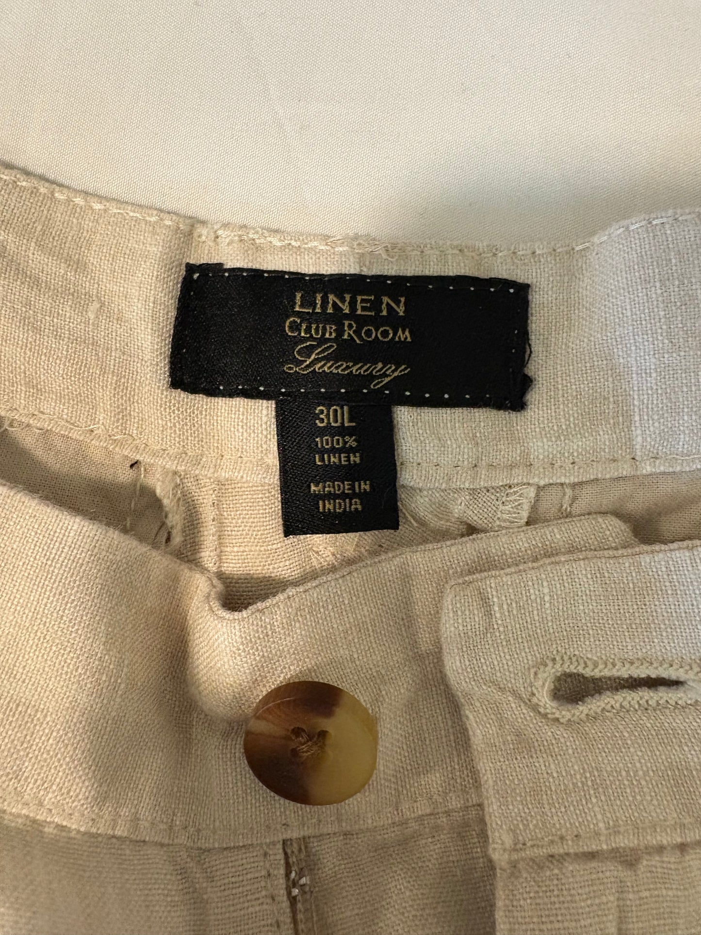 Club Room Luxury 100% Linen Pants 30L Beige Tan Summer Dress Slacks Men’s