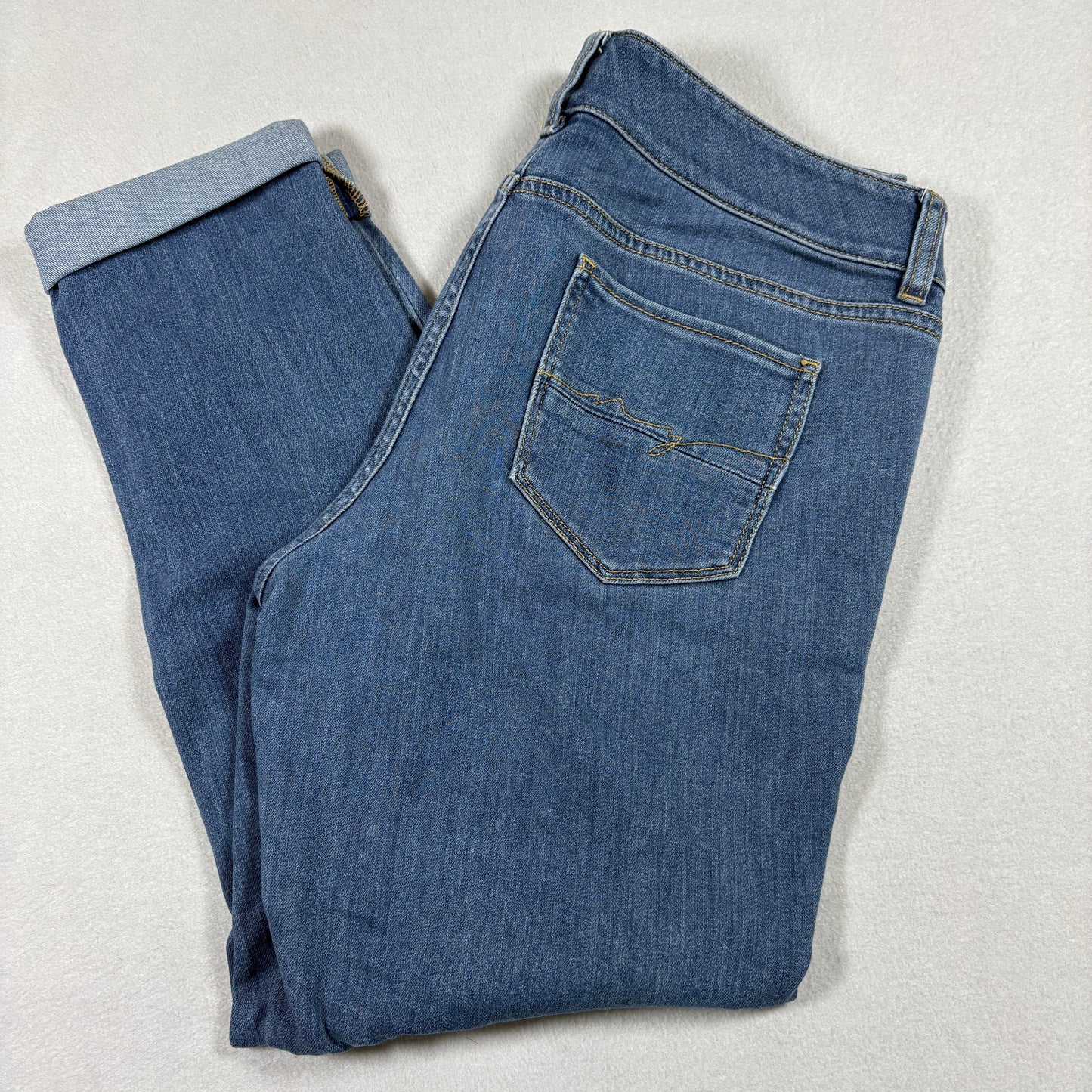 Soho NY & Co Womens 8 Boyfriend Jeans Medium Wash Cuffed Denim Y2K Grunge