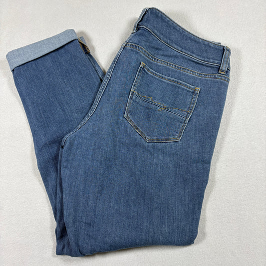 Soho NY & Co Womens 8 Boyfriend Jeans Medium Wash Cuffed Denim Y2K Grunge