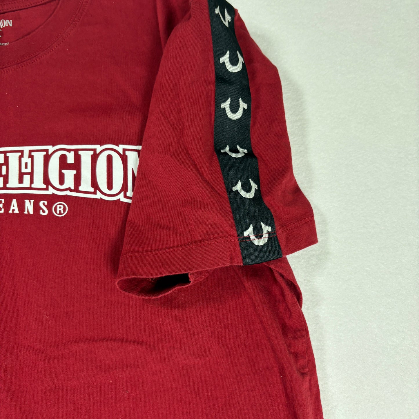 True Religion Mens Red T Shirt XL Logo Graphic Tee Streetwear Y2K Designer