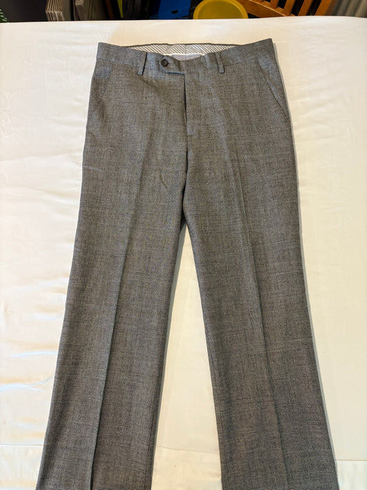 Berle Gray Plaid Dress Pants Men's 33x31 Flat Front Wool Blend Trousers NWT