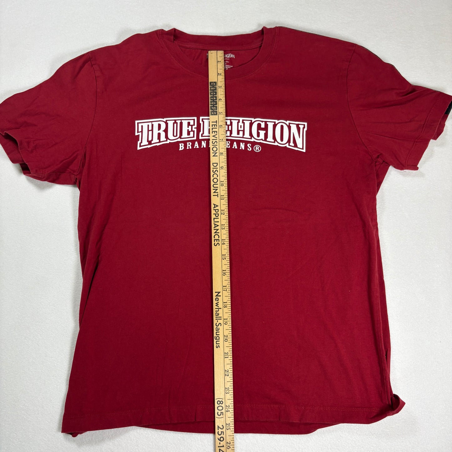 True Religion Mens Red T Shirt XL Logo Graphic Tee Streetwear Y2K Designer