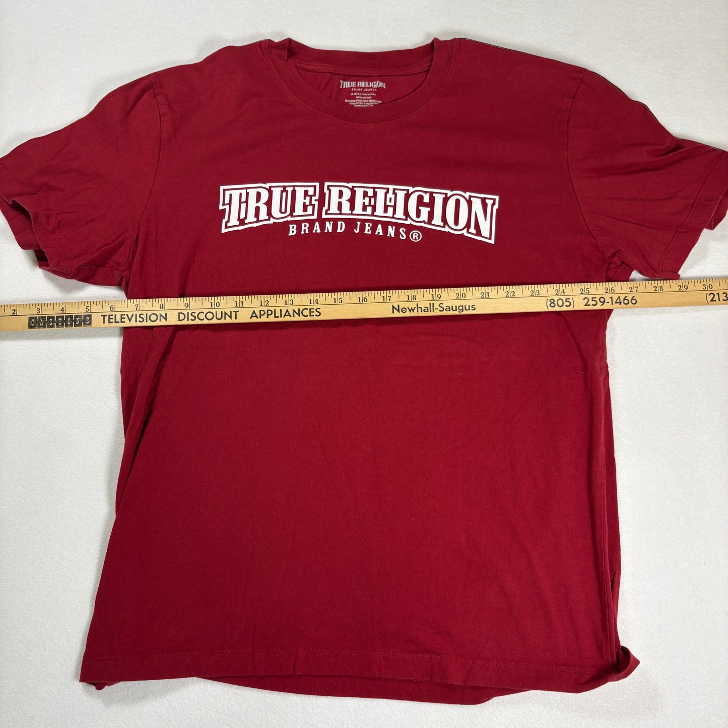 True Religion Mens Red T Shirt XL Logo Graphic Tee Streetwear Y2K Designer