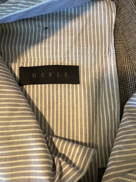 Berle Gray Plaid Dress Pants Men's 33x31 Flat Front Wool Blend Trousers NWT