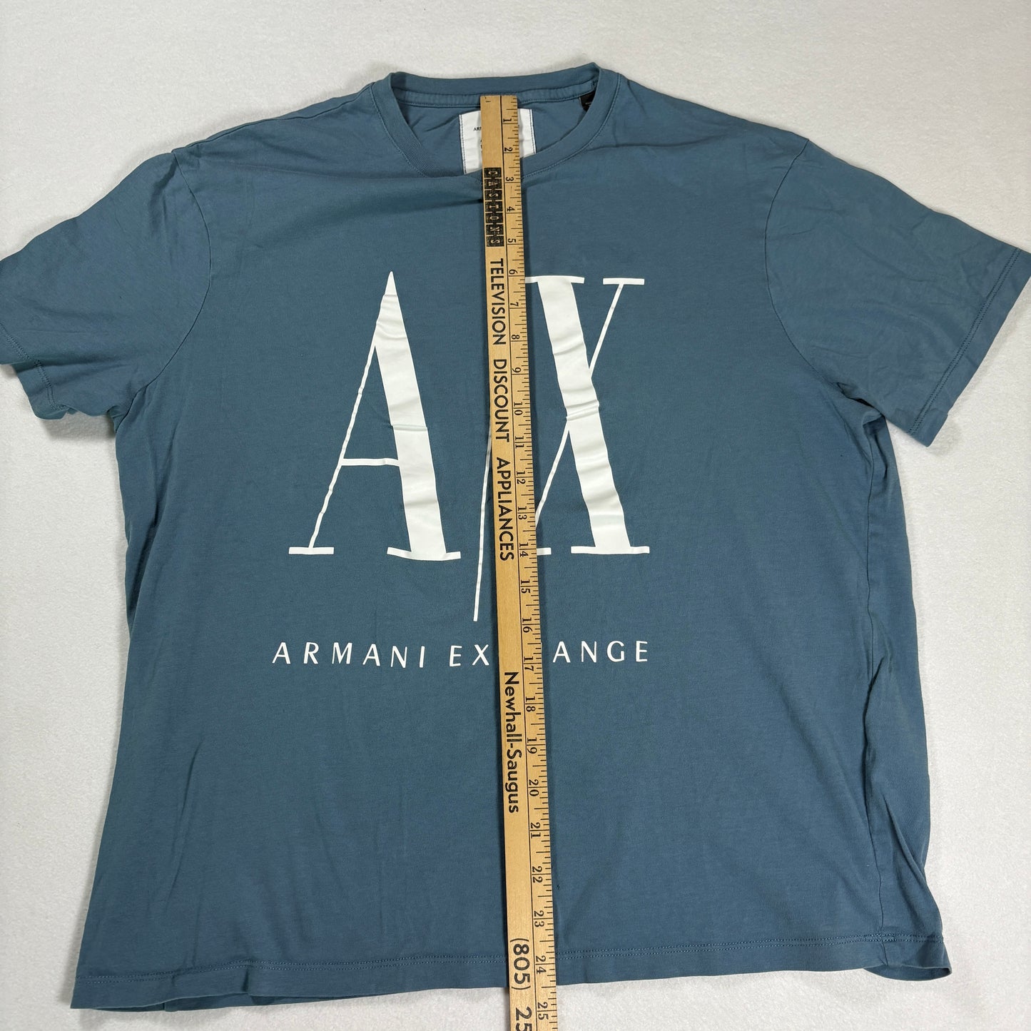 Armani Exchange Mens Blue T Shirt Large AX Logo Graphic Tee Streetwear Casual