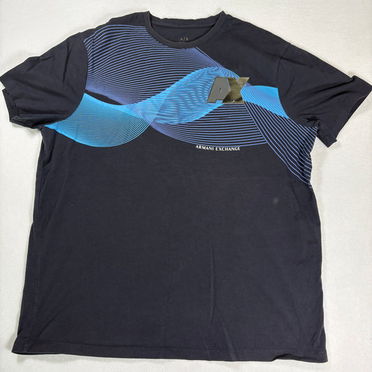 Armani Exchange Mens Black T Shirt XL AX Logo Graphic Tee Designer Streetwear