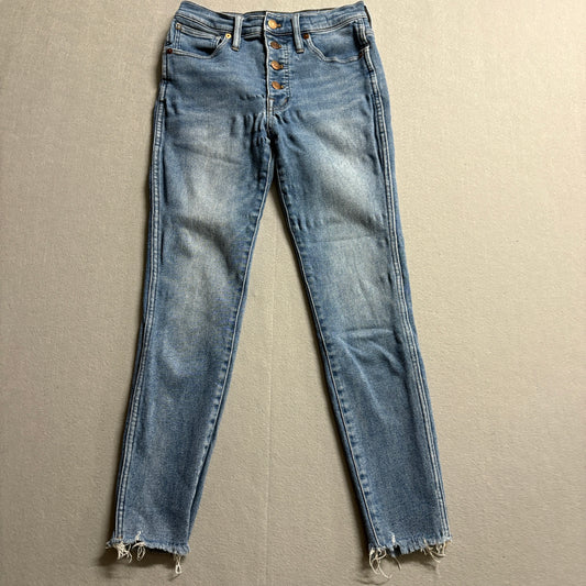 Madewell 10” High Rise Skinny Jeans Raw Hem Tag 27 Fits Like 26X26 Light Wash