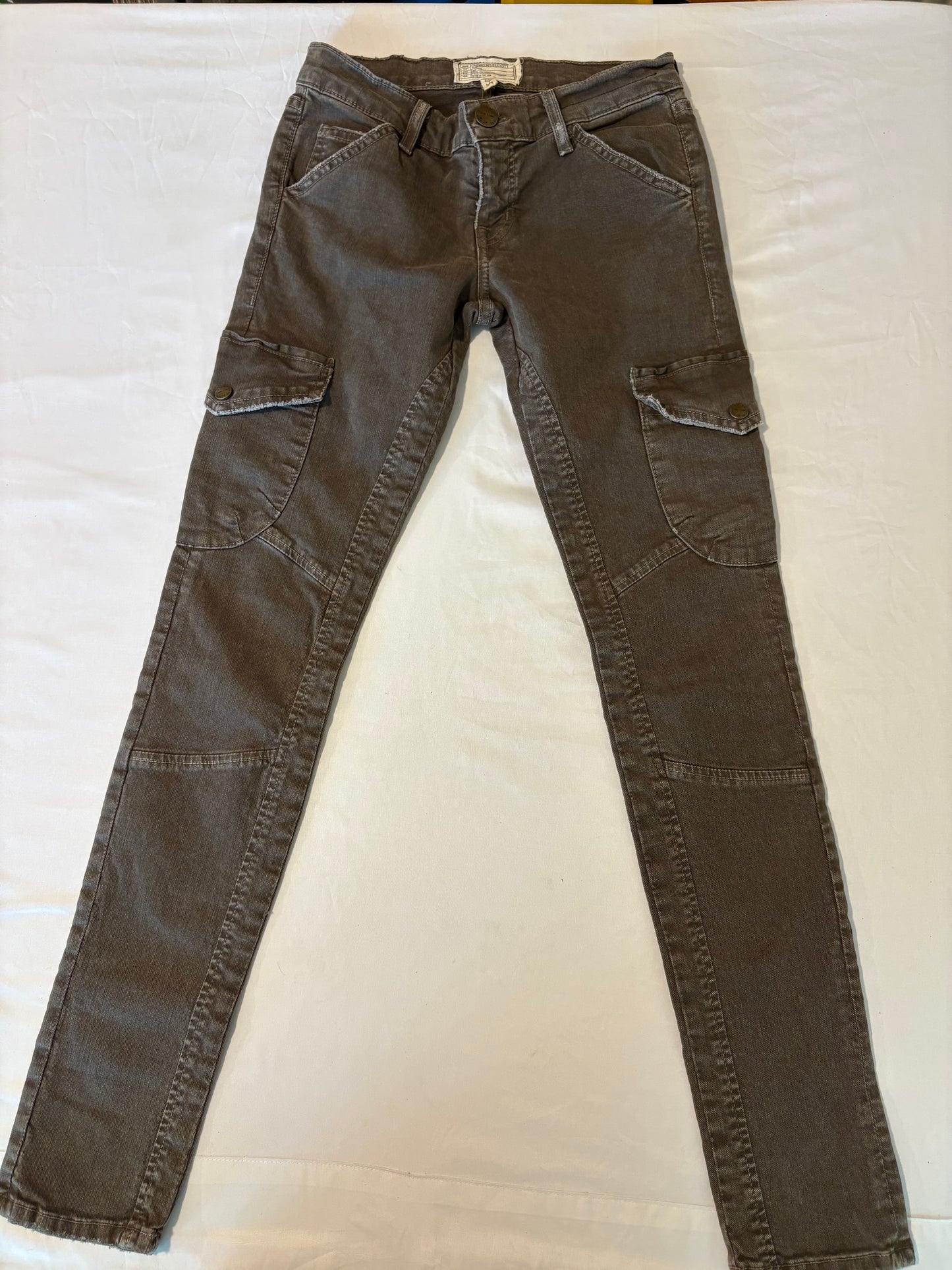 Current/Elliott Skinny Cargo Pants Size 25 Combat Green Utility Made USA