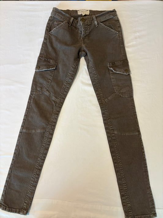 Current/Elliott Skinny Cargo Pants Size 25 Combat Green Utility Made USA
