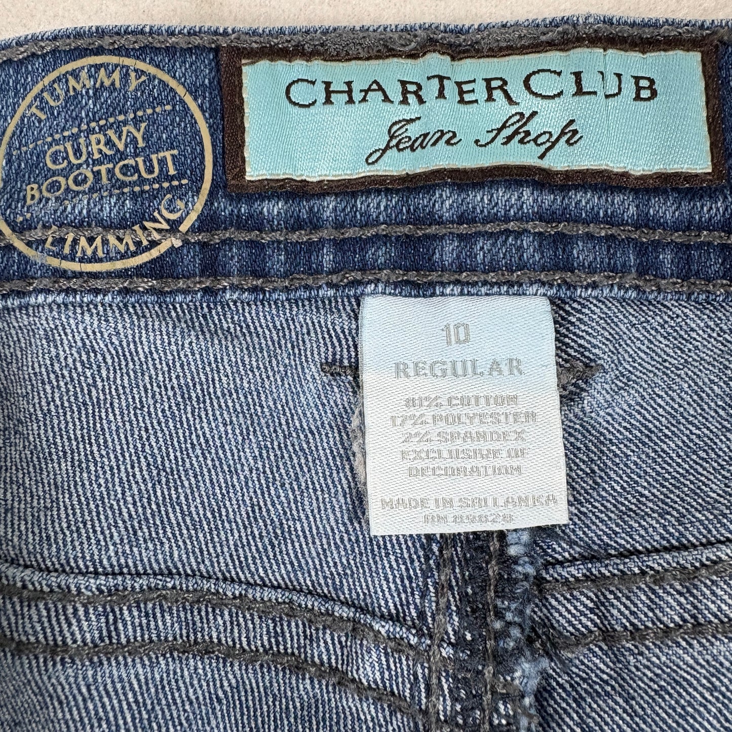 Charter Club Womens 10 Curvy Bootcut Jeans Dark Wash Denim Stretch Y2K Vintage